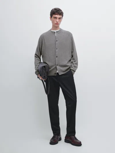 Massimo Dutti Knit Cardigan With Raglan Sleeves In Gray