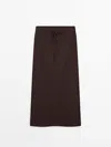 Massimo Dutti Knit Midi Skirt With Drawstrings In Washed