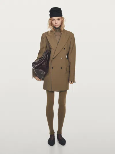 Massimo Dutti Knit Silk Blend Leggings In Blue