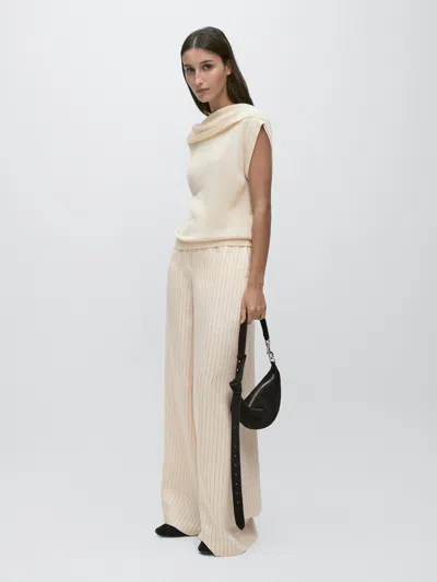 Massimo Dutti Knit Sweater With Low In White