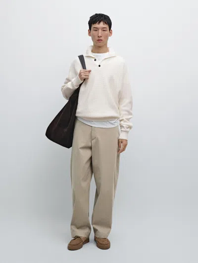 Massimo Dutti Knit Sweater With Mock Button Neck In Multi