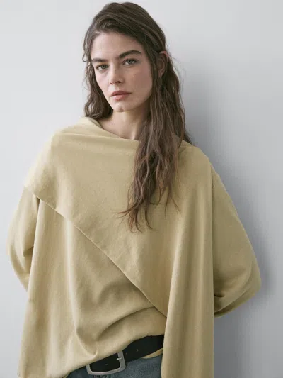 Massimo Dutti Maglia In Maglia Con Dettaglio Foulard In Green