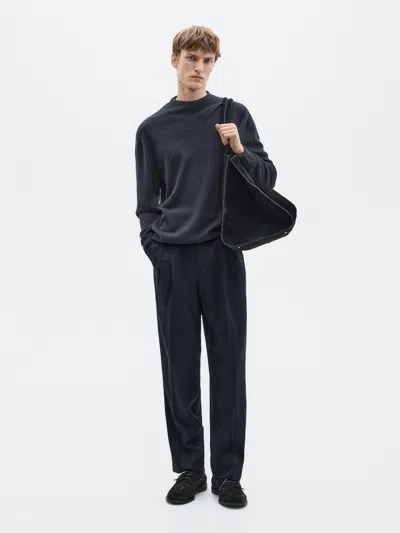 Massimo Dutti Knit Wool And Cashmere Blend Sweater In Blue