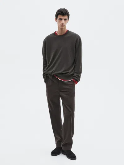 Massimo Dutti Knit Wool And Cashmere Blend Sweater In Green