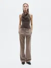 Massimo Dutti Knit Wool And Silk Halter Top In Brown