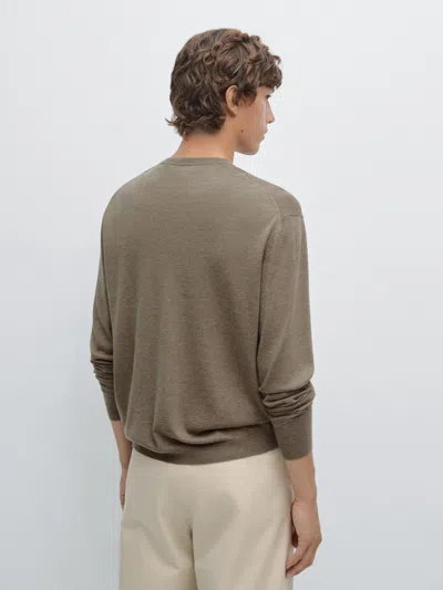 Massimo Dutti Knit Wool Blend Sweater In Brown
