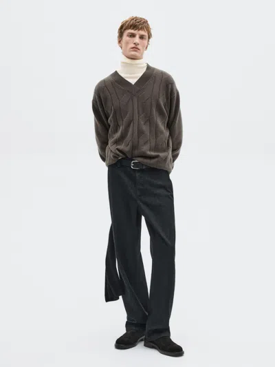 Massimo Dutti Knit Wool Blend Sweater In Brown