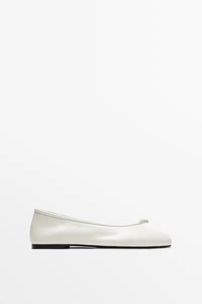 Massimo Dutti Knotted Leather Ballet Flat In Multi