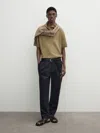 Massimo Dutti Kurzarmpullover Mit Polokragen Und Strukturmuster In Rostbraun