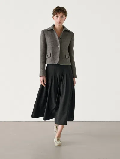 Massimo Dutti Kurze Jacke Mit Gewebe Aus Wolle In Gray