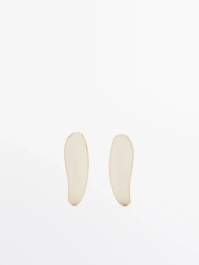 Massimo Dutti Lacquered Dangle Earrings In White