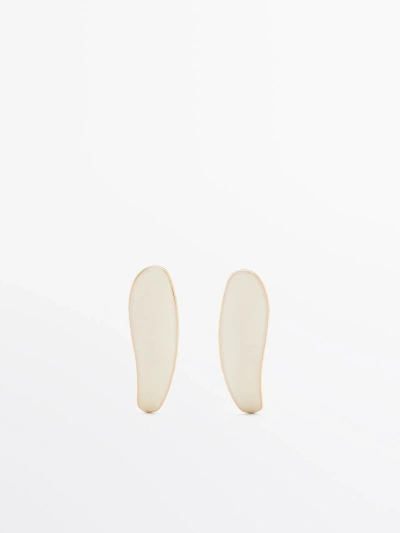 Massimo Dutti Lacquered Dangle Earrings In Golden