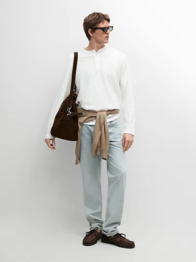 Massimo Dutti Langarmshirt Mit Kragendetail In White