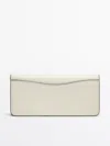 Massimo Dutti Nappa Leather Long Purse In White