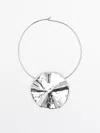 Massimo Dutti Rigid Necklace With Textured Piece Detail In Silver