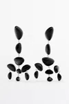 Massimo Dutti Large Gem Dangle Earrings In Black