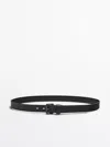 Massimo Dutti Leather Belt In Black