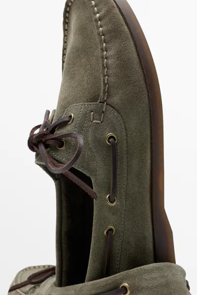 Massimo Dutti Leather Boat Shoe In Brown