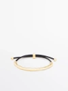 MASSIMO DUTTI LEATHER BRACELET WITH TEXTURED DETAIL