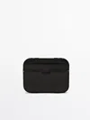 Massimo Dutti Leather Card Holder In Black