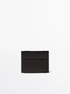 Massimo Dutti Leather Card Holder In Brown