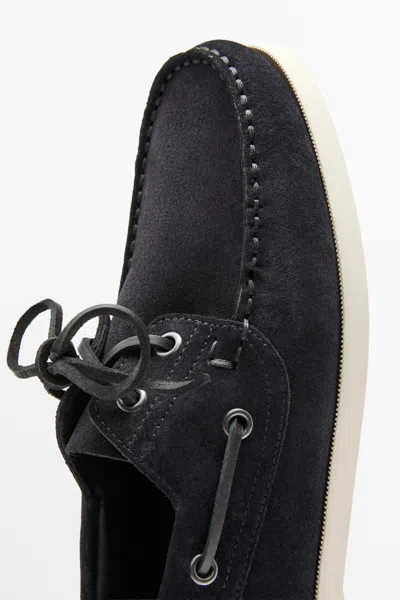 Massimo Dutti Leather Deck Shoes In Blue