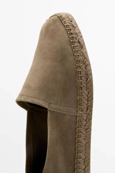 Massimo Dutti Leather Espadrilles In Brown