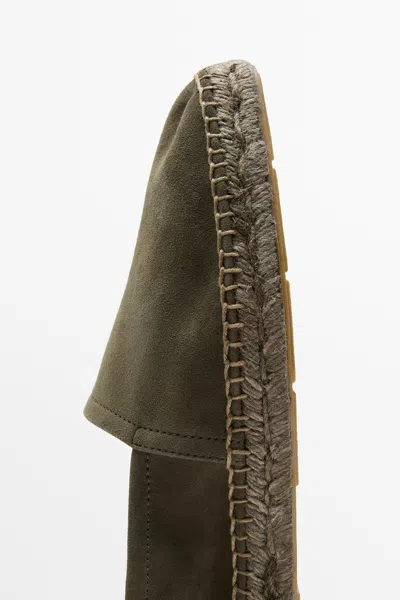 Massimo Dutti Leather Espadrilles In Green