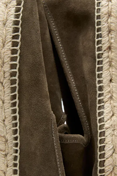 Massimo Dutti Leather Espadrilles In Green
