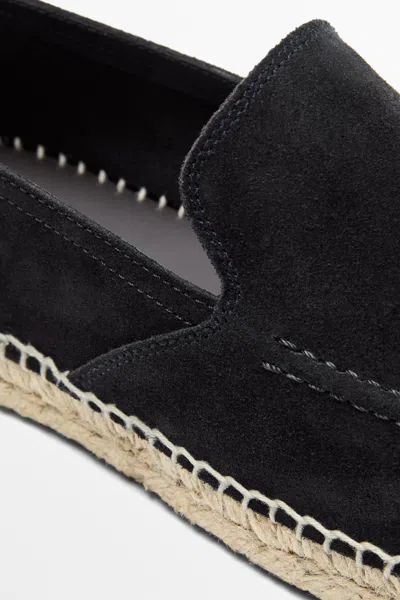 Massimo Dutti Leather Espadrilles With Moc Toe In Black