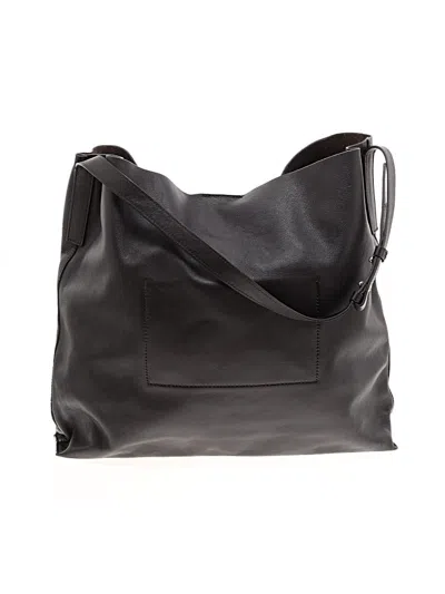 Pre-owned Massimo Dutti Leather Hobo Bag In Black
