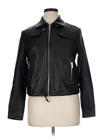 Pre-owned Massimo Dutti Leather Jacket In Black