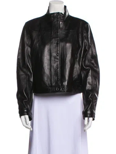 Pre-owned Massimo Dutti Leather Jacket W/ Tags In Black