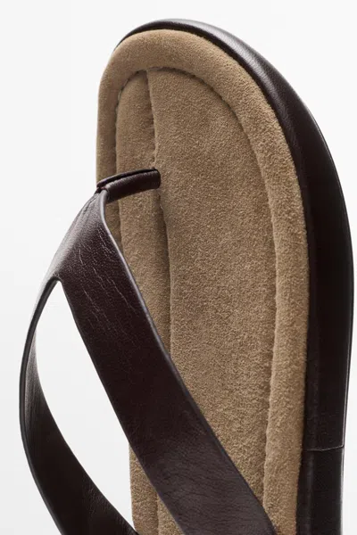 Massimo Dutti Leather Platform Sandals In Black
