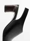 Massimo Dutti Leather Sandals With Block Heel In Pattern