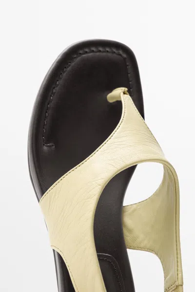 Massimo Dutti Leather Sandals With Block Heel In White