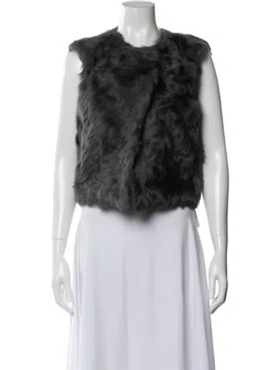 Pre-owned Massimo Dutti Leather Vest In Gray