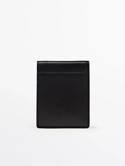 Massimo Dutti Leather Wallet In Black