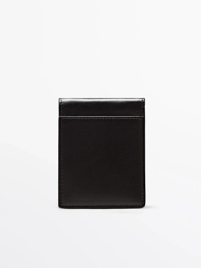 Massimo Dutti Leather Wallet In Black