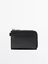 MASSIMO DUTTI LEATHER WALLET WITH STRAP