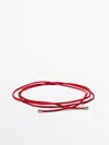 Massimo Dutti Leather Cord Belt With Knot Detail In Red