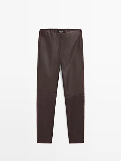 Massimo Dutti Leggins Piel Napa In Brown
