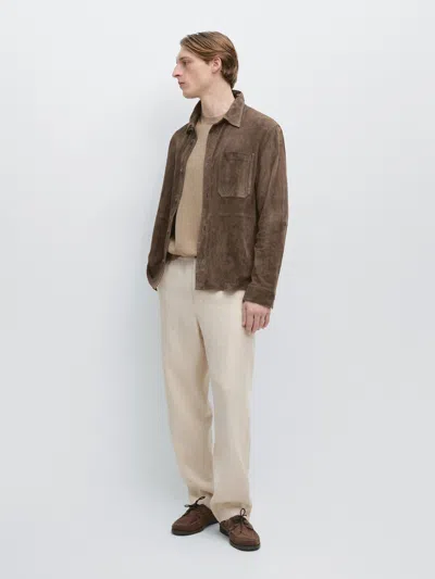 Massimo Dutti Leinenhose Im Total Look Mit Detail Am Bund In Brown