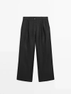 MASSIMO DUTTI WIDE-LEG LINEN TROUSERS