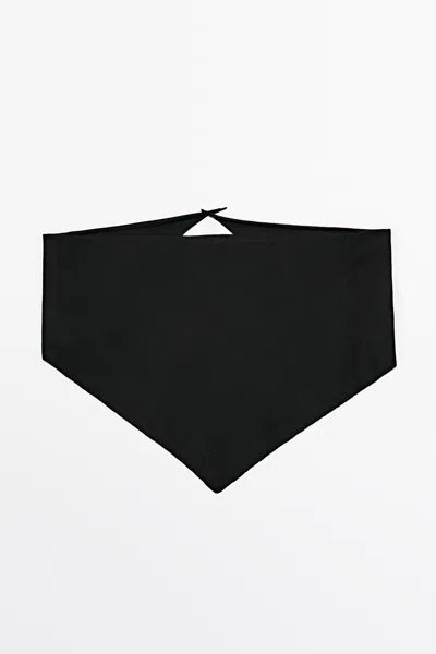 Massimo Dutti Lenço De Malha 100% De Caxemira In Black