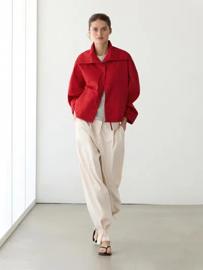 Massimo Dutti Veste Légère En Coton À Détails Boutonnés In Red