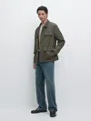 Massimo Dutti Lightweight Jacket With Pockets In Green
