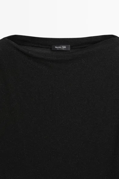 Massimo Dutti Lightweight Metallic Effect Asymmetrical T In Black