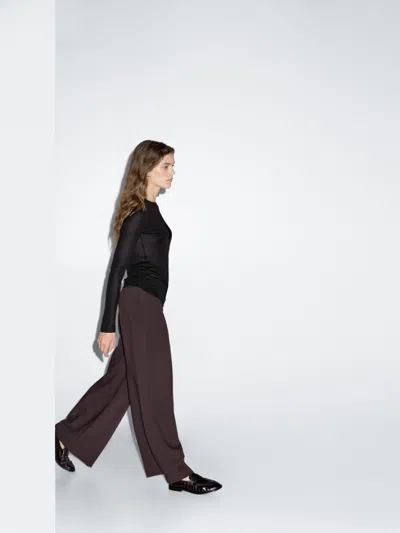 Massimo Dutti Lightweight Regular Fit Long Sleeve T In Black