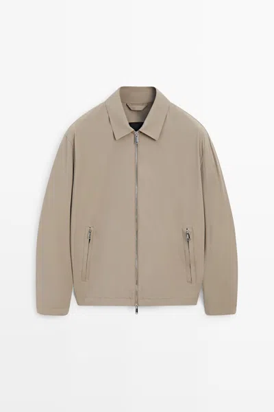 Massimo Dutti Lightweight Short Jacket In Tostado